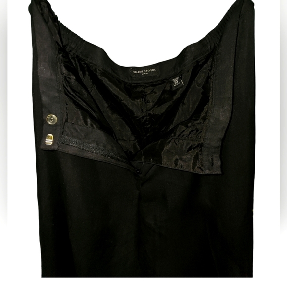 Valerie Steven's Silk Black Stright Leg Pant size 18 Pleated Lined Plus - Picture 4 of 6